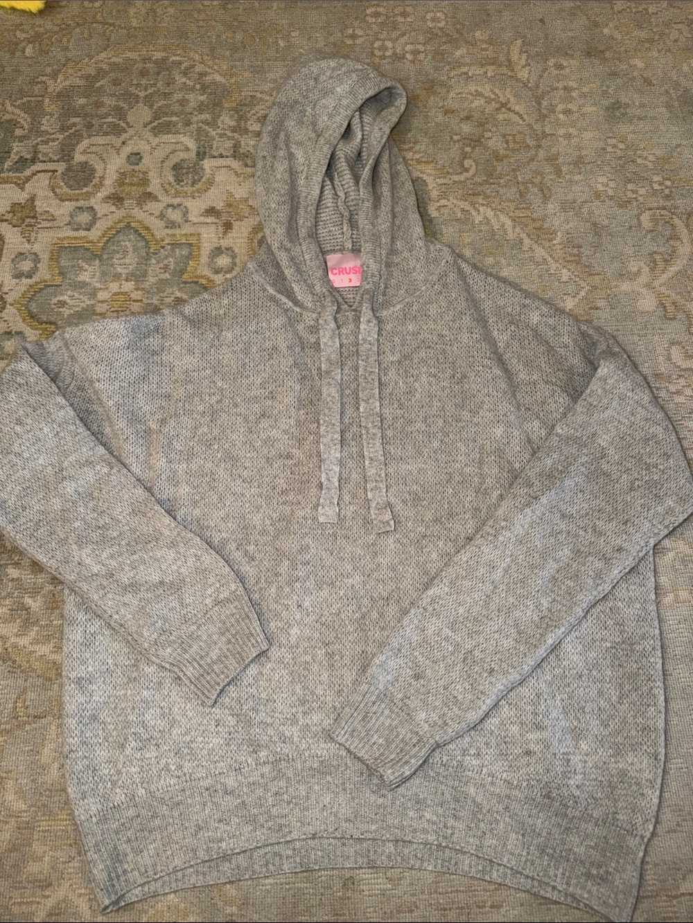 CRUSH. Soft Gray Knit Hoodie with Hood